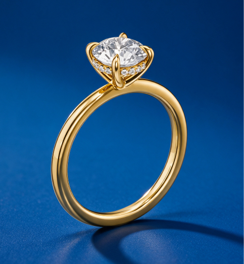 Hidden halo engagement ring