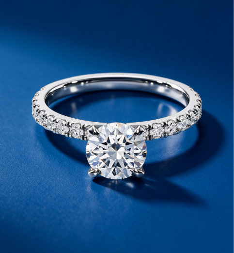 Pave band engagement ring
