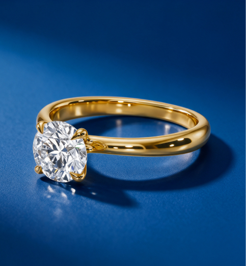Solitaire band engagement ring